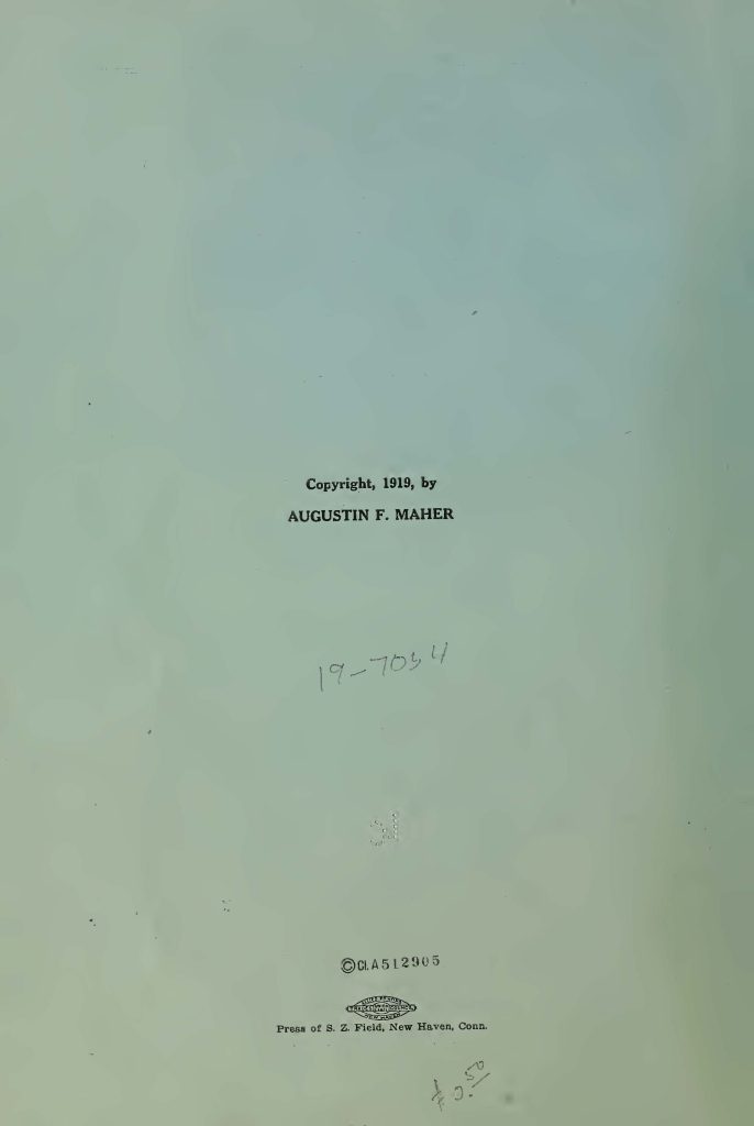 copyright page of a pamphlet titled "when connecticut stopped the hun" about the batte of seicheprey from april 20 - 21 1918
