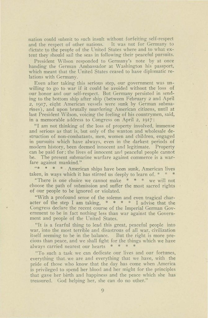 a booklet issued by the connecticut state council of defense committee on education titles 'why we are at war with germany'