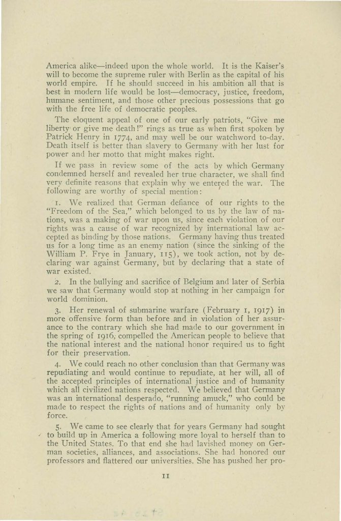 a booklet issued by the connecticut state council of defense committee on education titles 'why we are at war with germany'