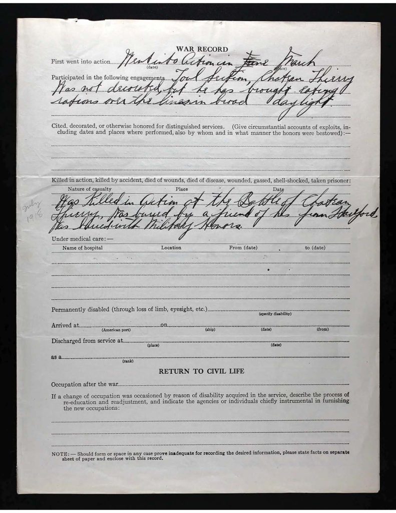 official state of connecticut military service record for solomon wollman