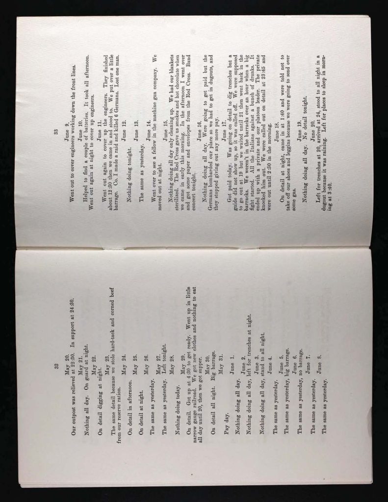 a page from solomon wollman's diary that he kept from september 15, 1917 through july 4, 1918