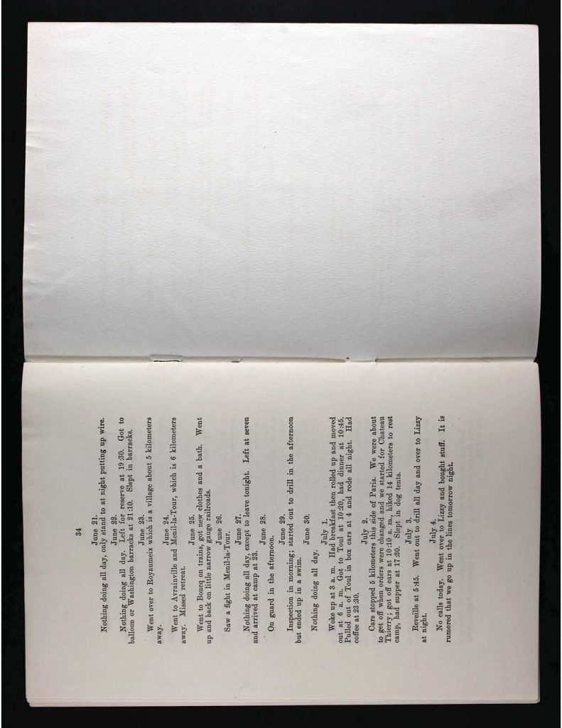 a page from solomon wollman's diary that he kept from september 15, 1917 through july 4, 1918