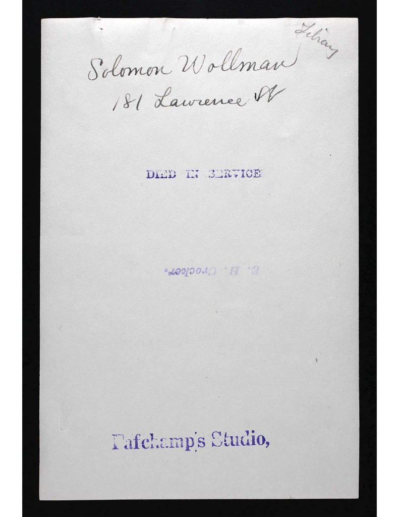 a document show that solomon wollman died in service